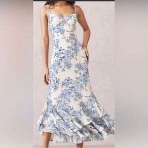 Yumi Kim Blue and White Floral High Low Dress